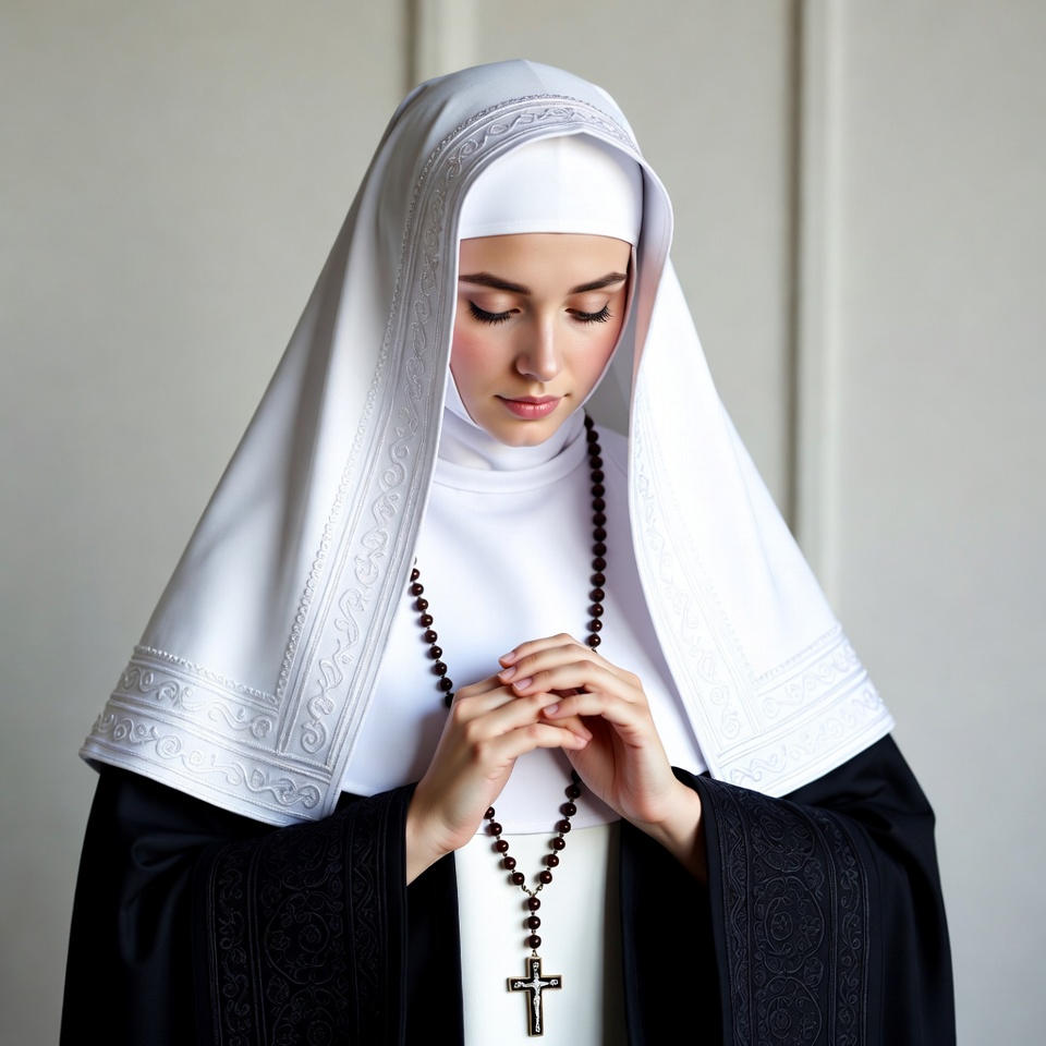 Nun praying with rosary Nun praying with rosary