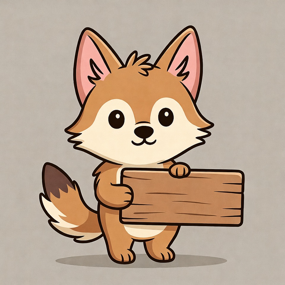 Cute fox holding wooden sign Cute fox holding wooden sign