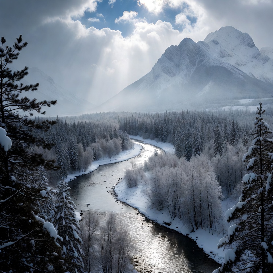 Snowy River in Winter Mountain Valley Snowy River in Winter Mountain Valley