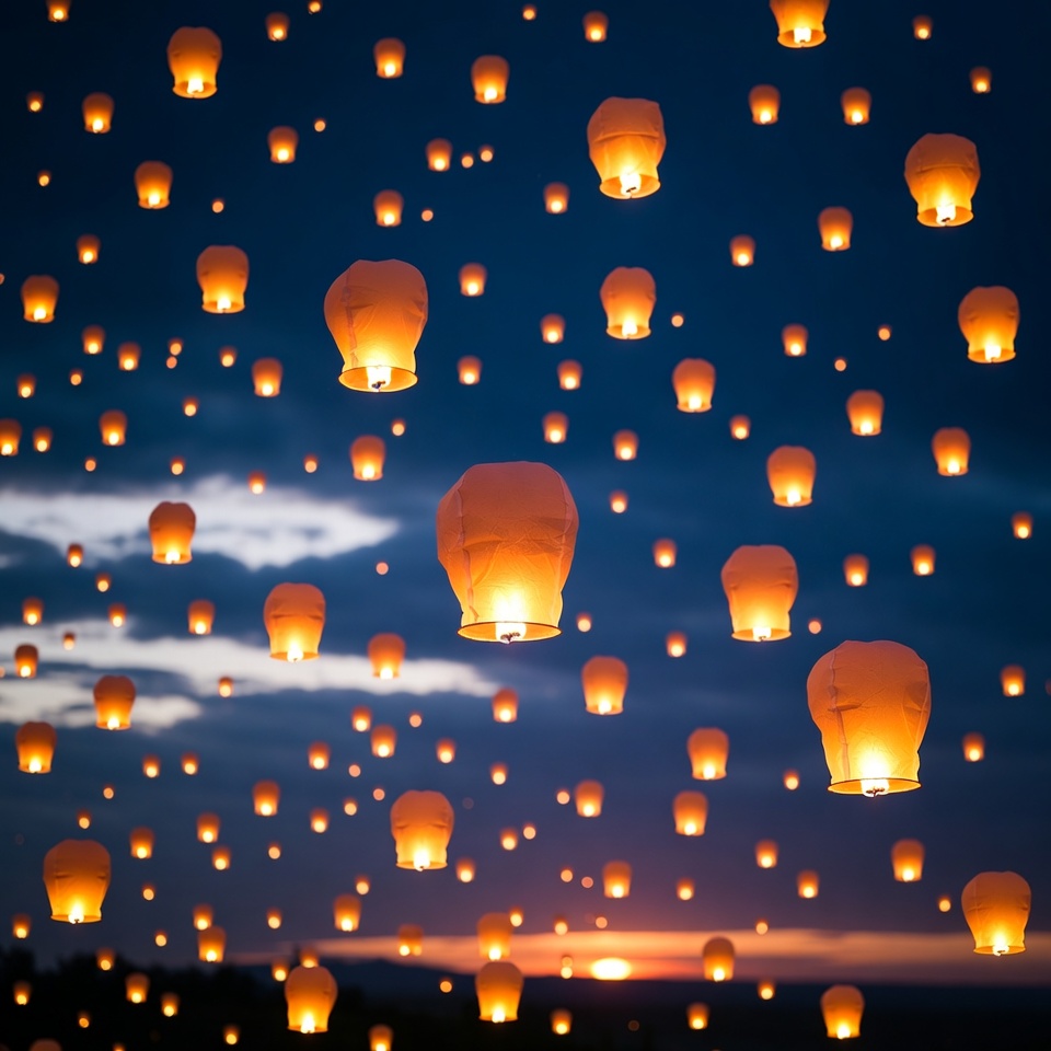 Sky Lanterns Floating at Night Sky Lanterns Floating at Night