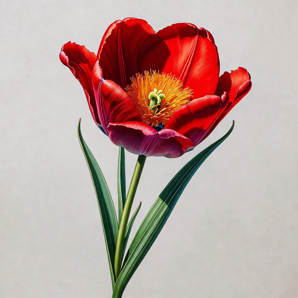 Red Tulip Flower on White Background Red Tulip Flower on White Background
