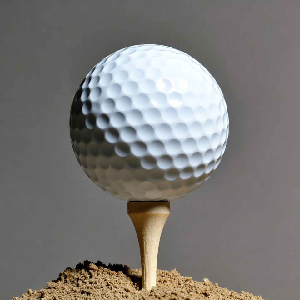 Golf Ball on Tee in Sand Golf Ball on Tee in Sand