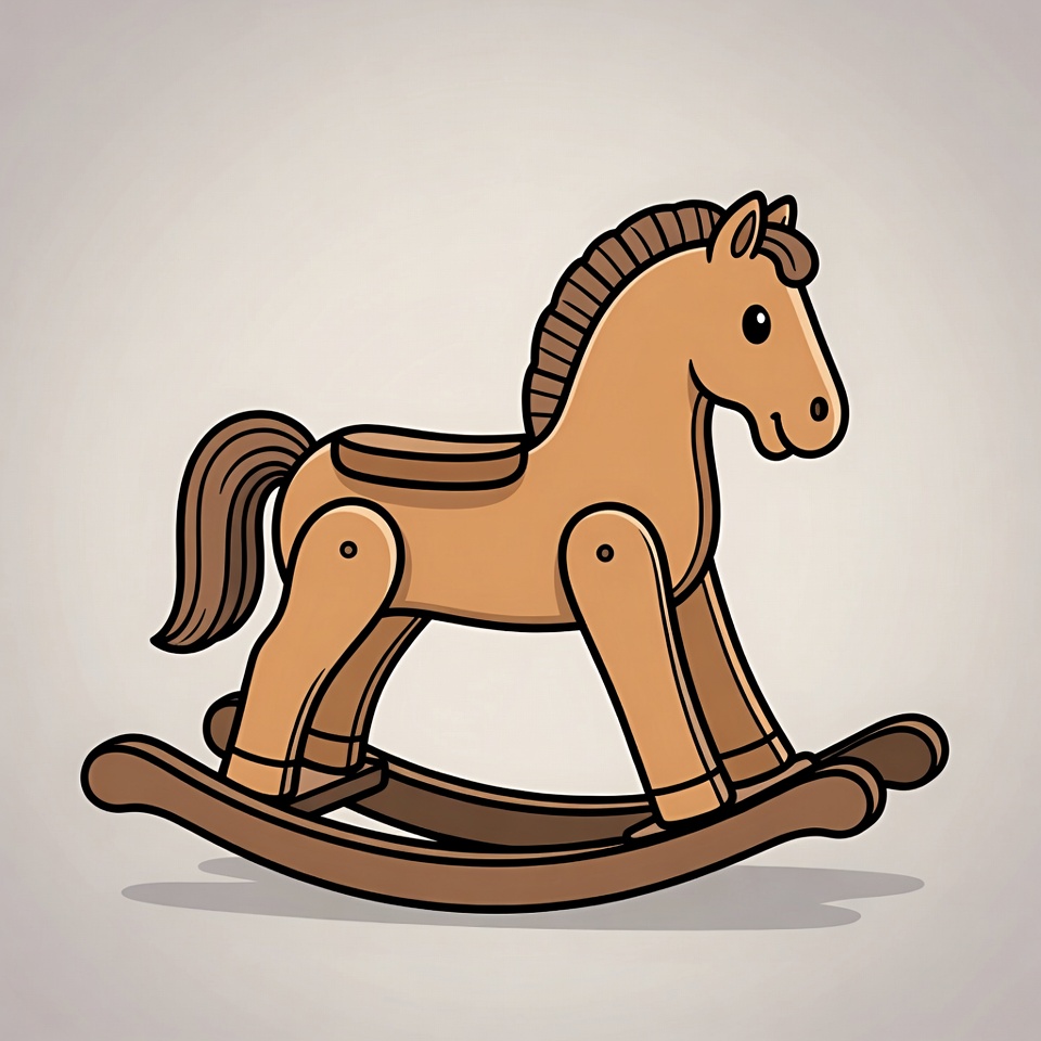 Wooden Rocking Horse Illustration Wooden Rocking Horse Illustration