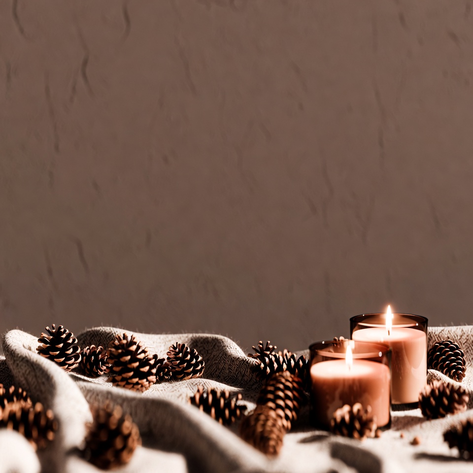Pine Cones and Burning Candles Pine Cones and Burning Candles