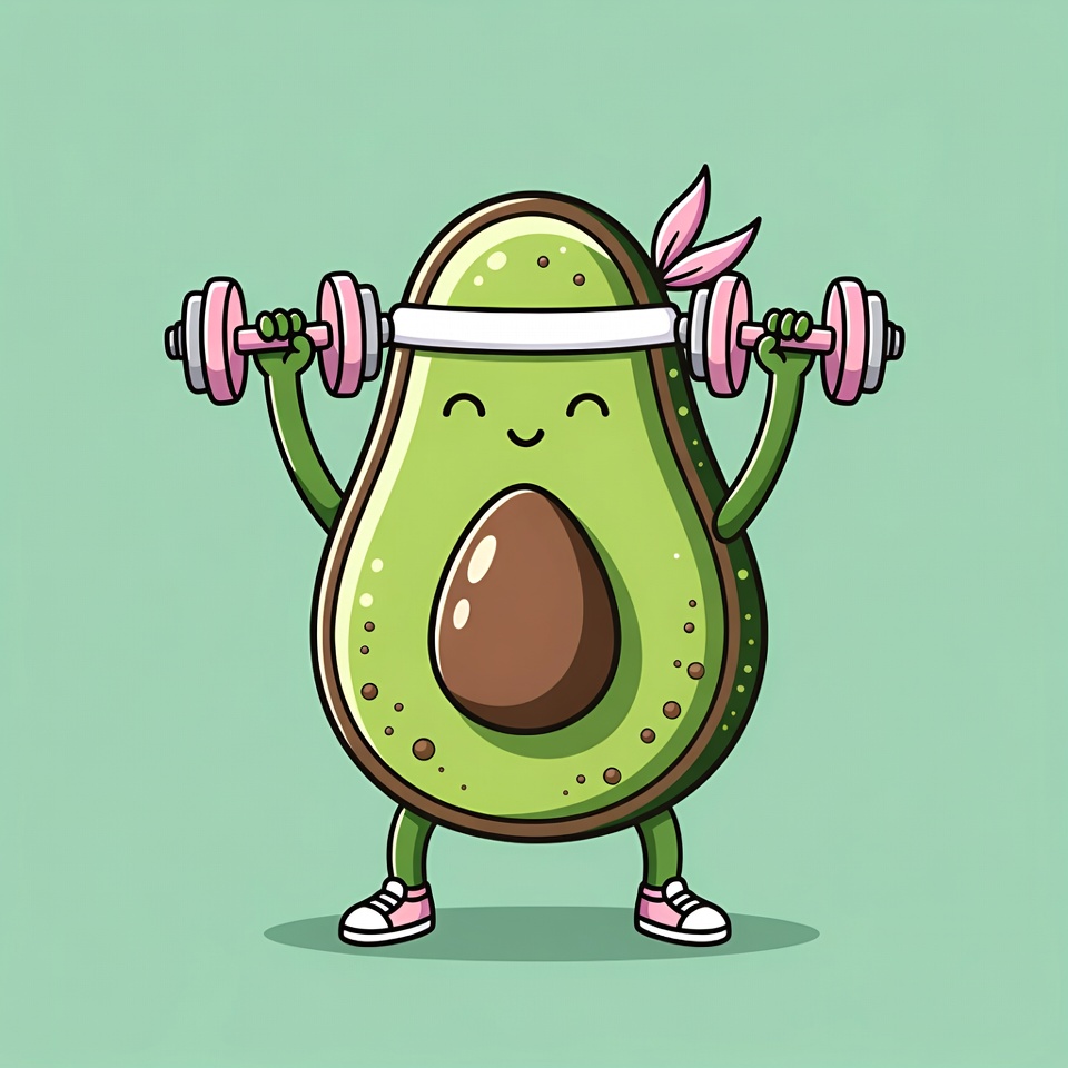 Cute Avocado Lifting Dumbbells Cute Avocado Lifting Dumbbells