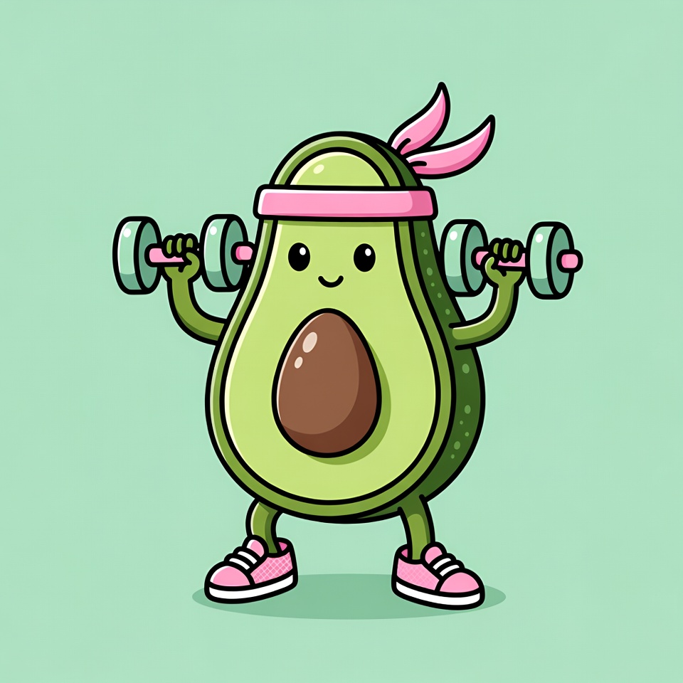 Cute Avocado Lifting Dumbbells Cute Avocado Lifting Dumbbells