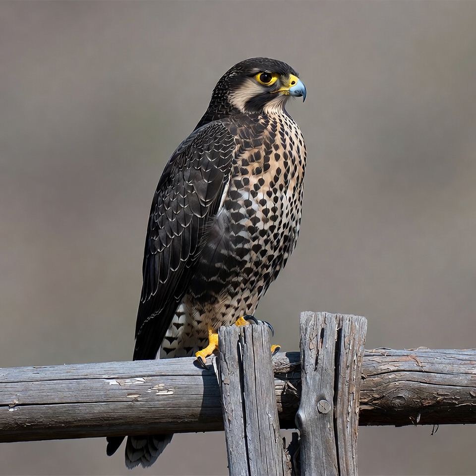 Peregrine Falcon Perched on Fence Peregrine Falcon Perched on Fence