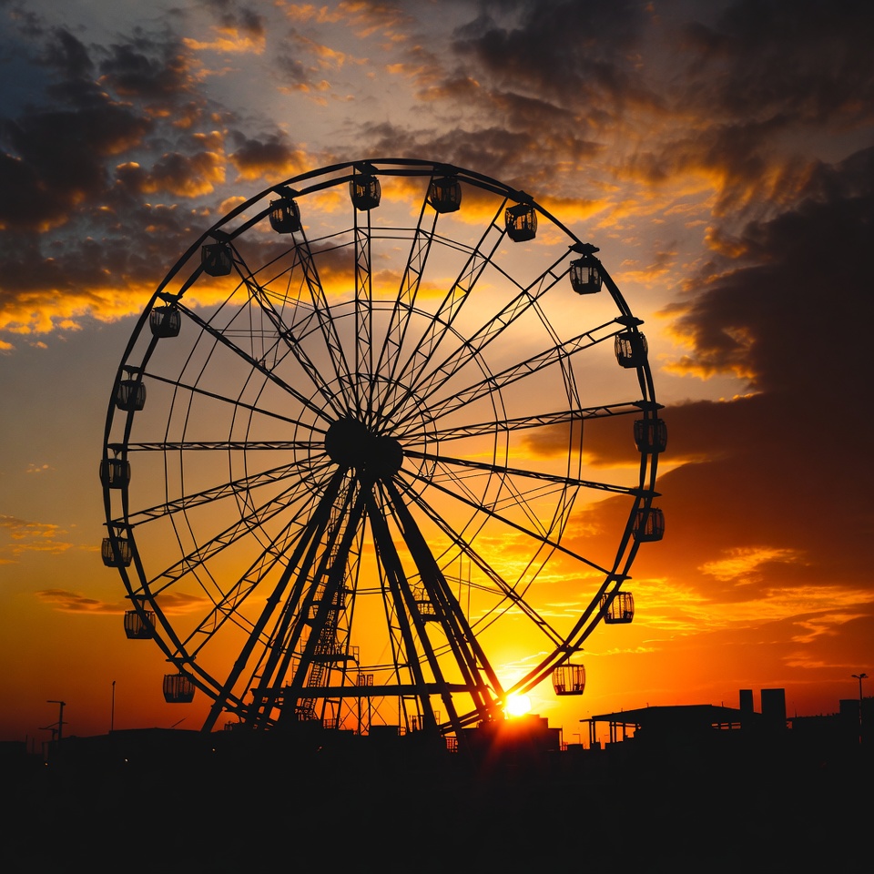 Ferris Wheel Silhouette at Sunset Ferris Wheel Silhouette at Sunset