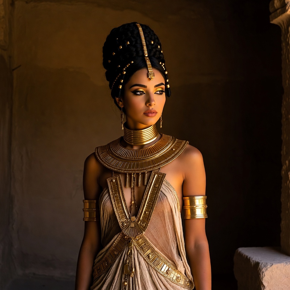 Egyptian woman in golden jewelry Egyptian woman in golden jewelry