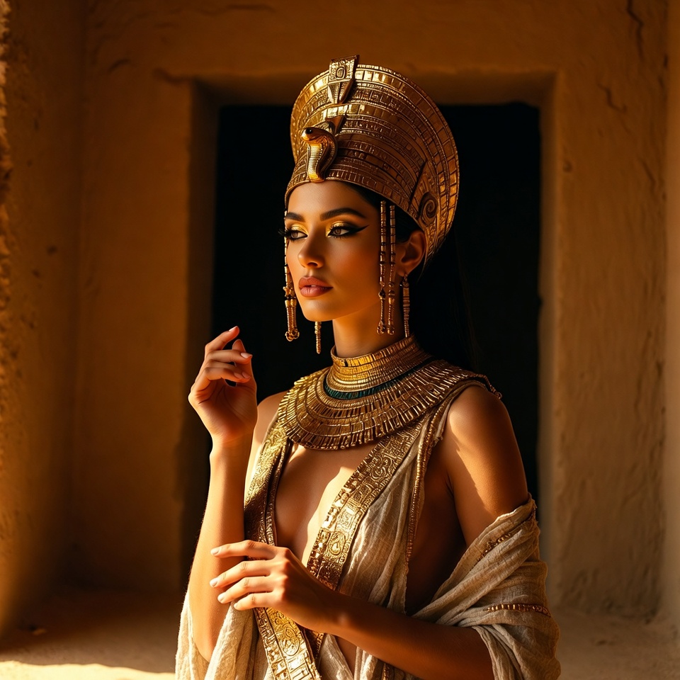 Egyptian Queen in Golden Headdress Egyptian Queen in Golden Headdress