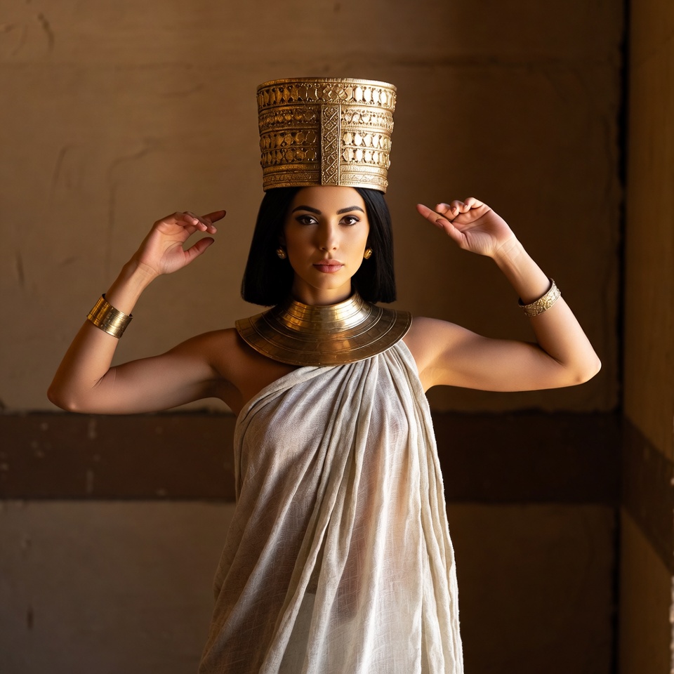 Egyptian woman in golden headdress Egyptian woman in golden headdress