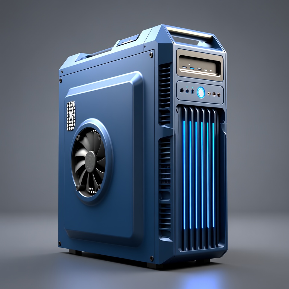 Blue Gaming PC Tower Blue Gaming PC Tower