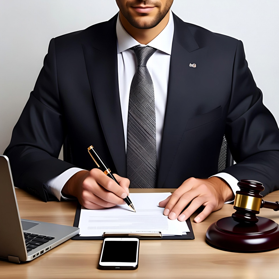 Man signing document at desk Man signing document at desk