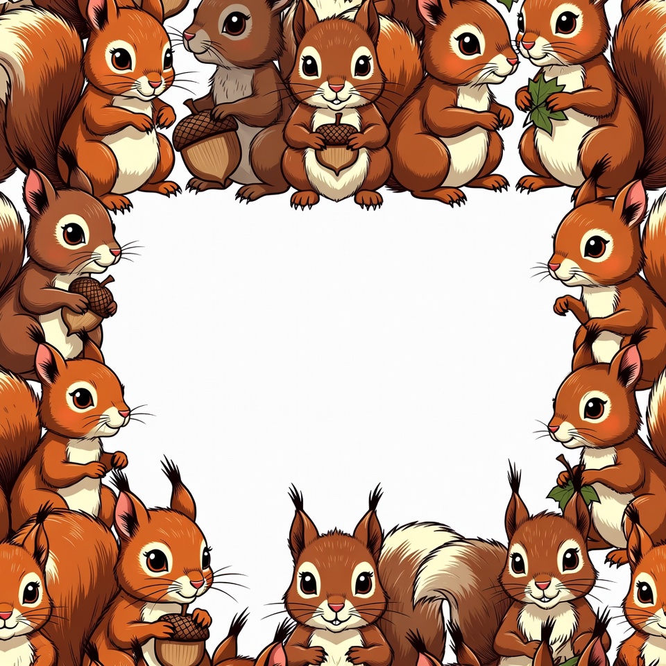 Cute Squirrels Around Blank Sign Cute Squirrels Around Blank Sign