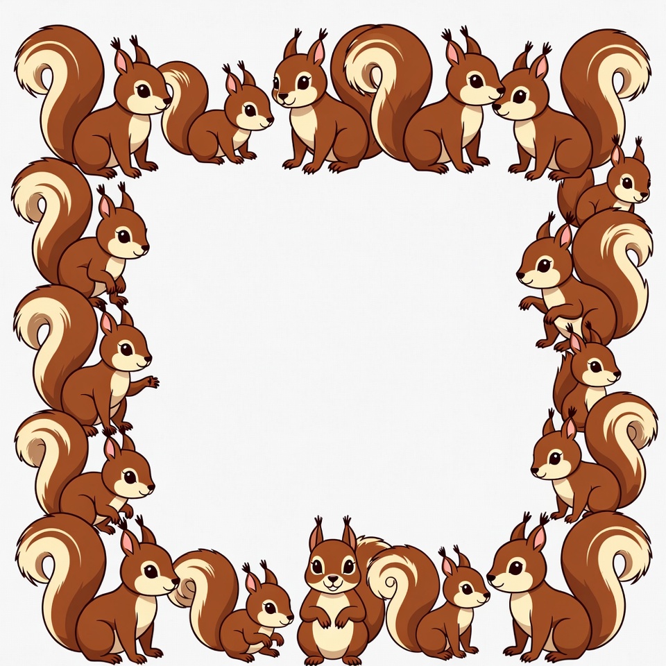 Cute Squirrels Border Illustration Cute Squirrels Border Illustration