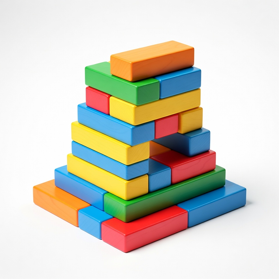 Colorful Stacked Building Blocks Tower Colorful Stacked Building Blocks Tower