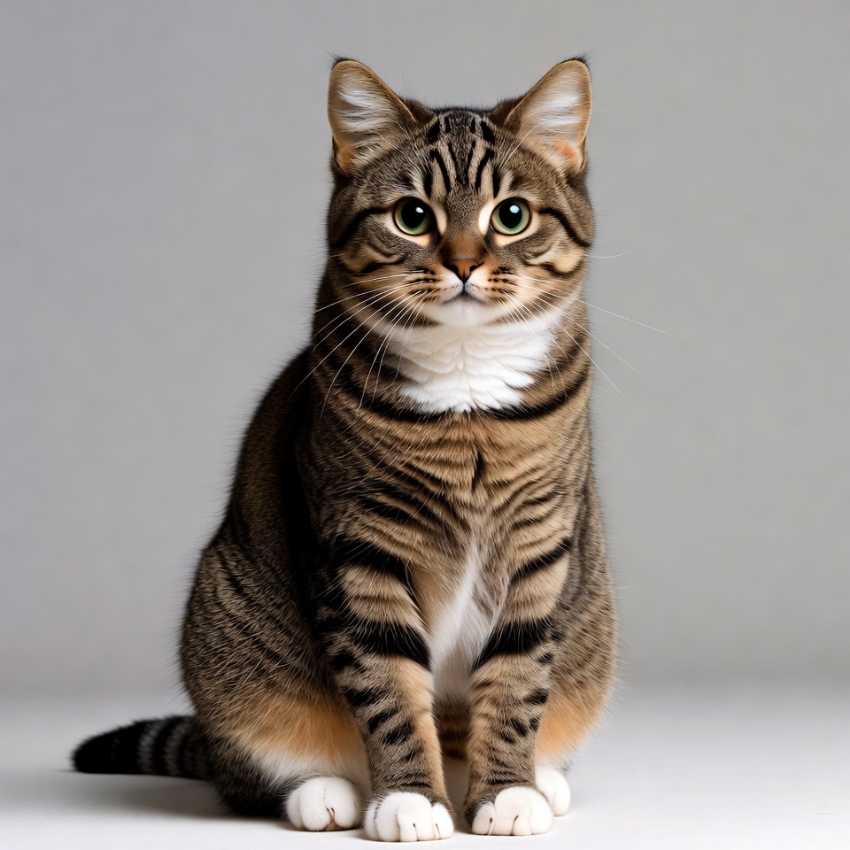 Tabby cat sitting on white background Tabby cat sitting on white background