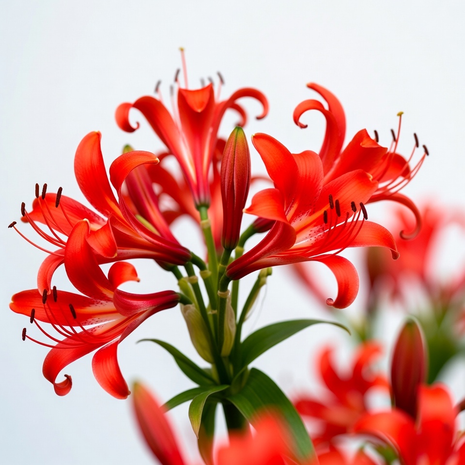 Red Lily Flowers on White Background Red Lily Flowers on White Background