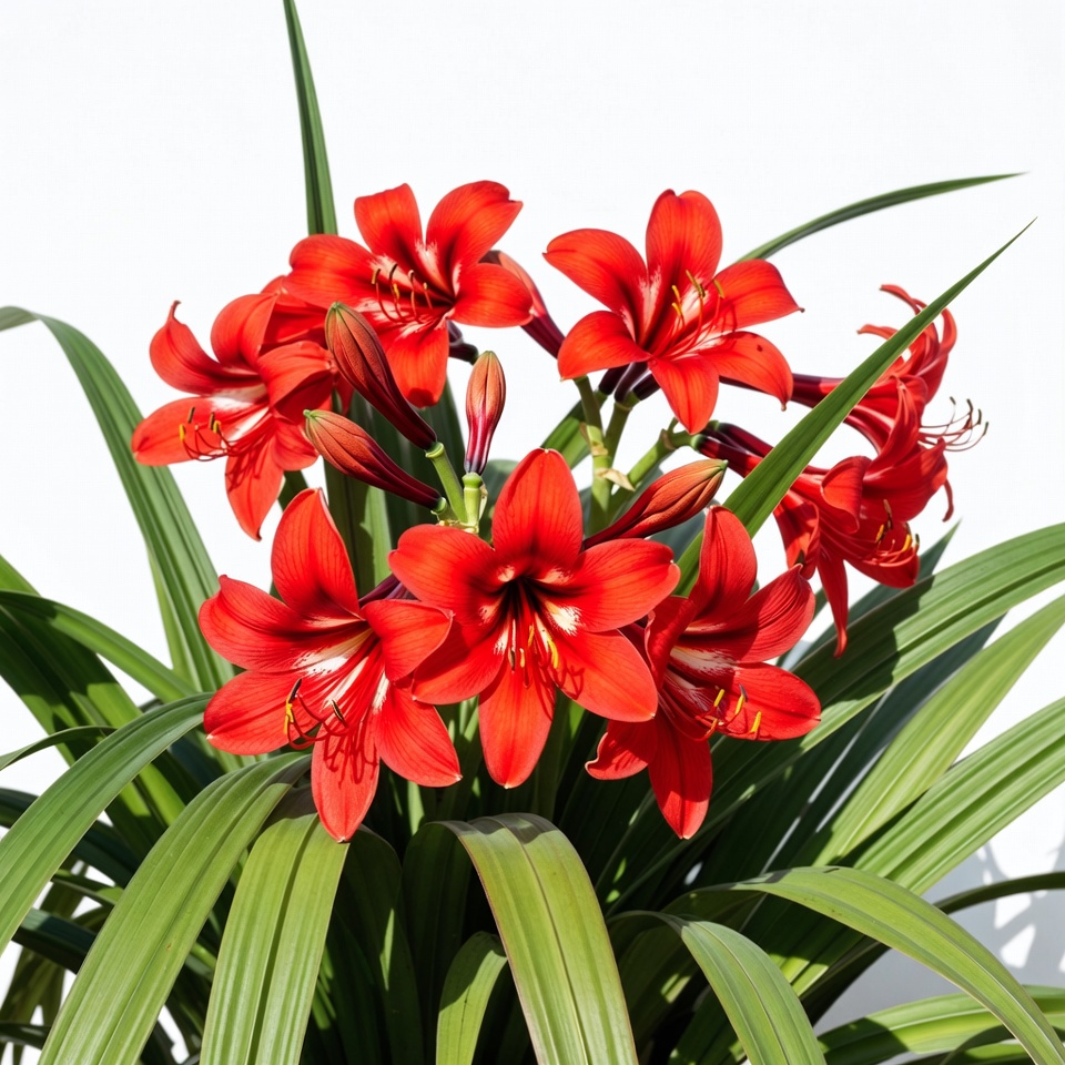 Red Amaryllis Flowers on White Background Red Amaryllis Flowers on White Background