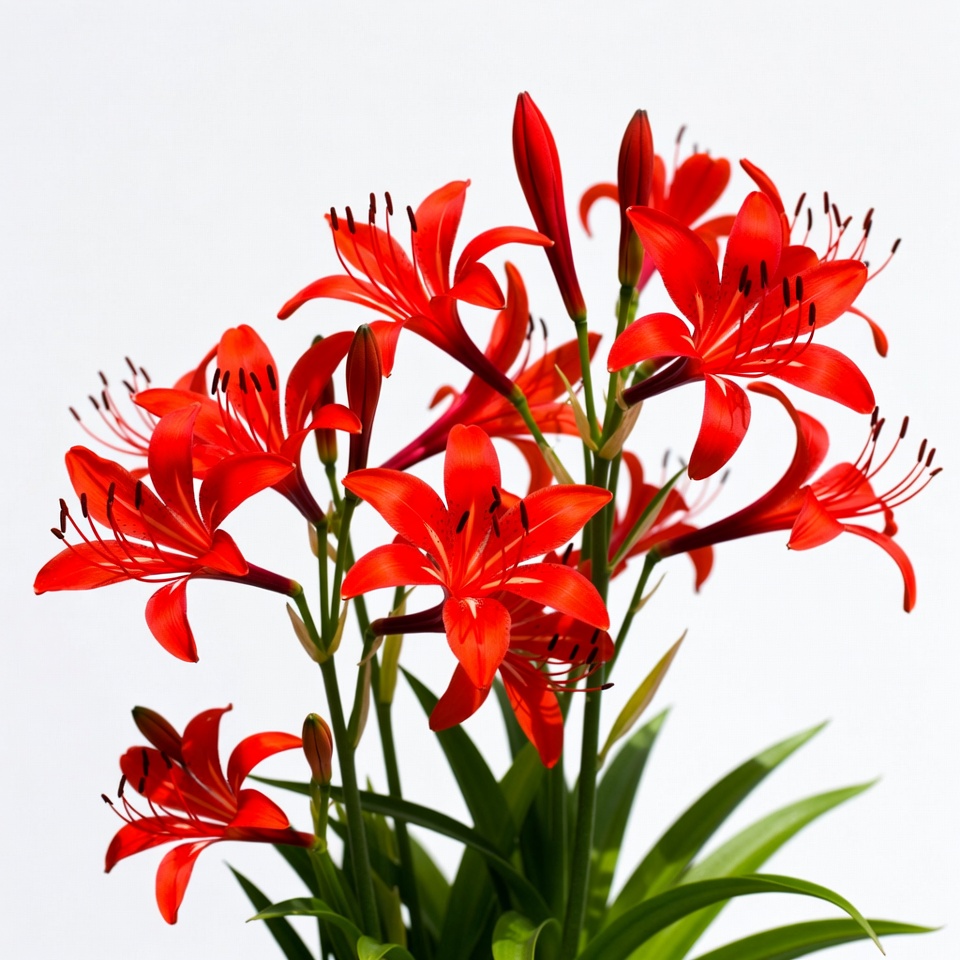 Red Lily Flowers on White Background Red Lily Flowers on White Background