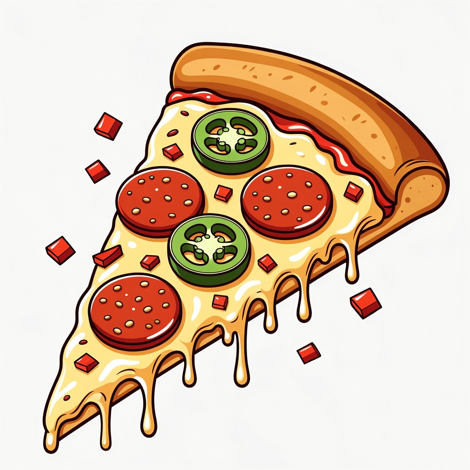 Pepperoni Jalapeno Pizza Slice Pepperoni Jalapeno Pizza Slice