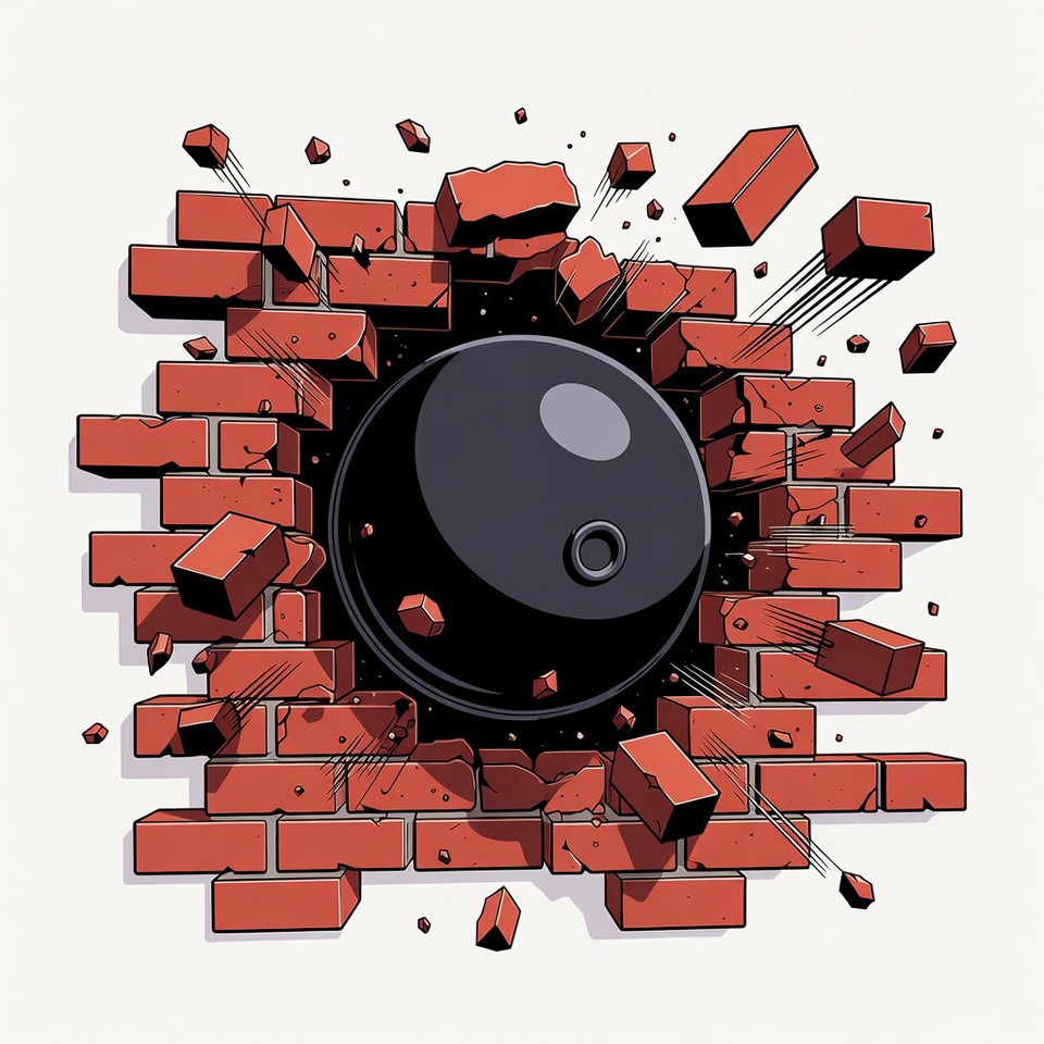 Bomb Breaking Through Brick Wall Bomb Breaking Through Brick Wall