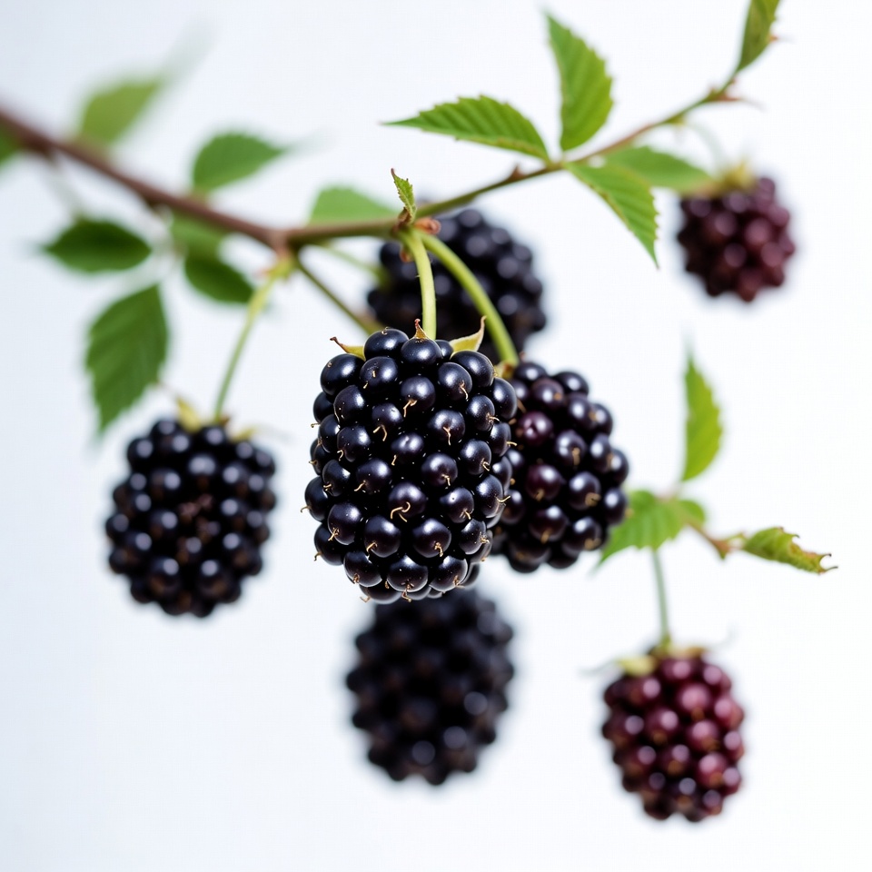 Ripe blackberries on green leaves Ripe blackberries on green leaves
