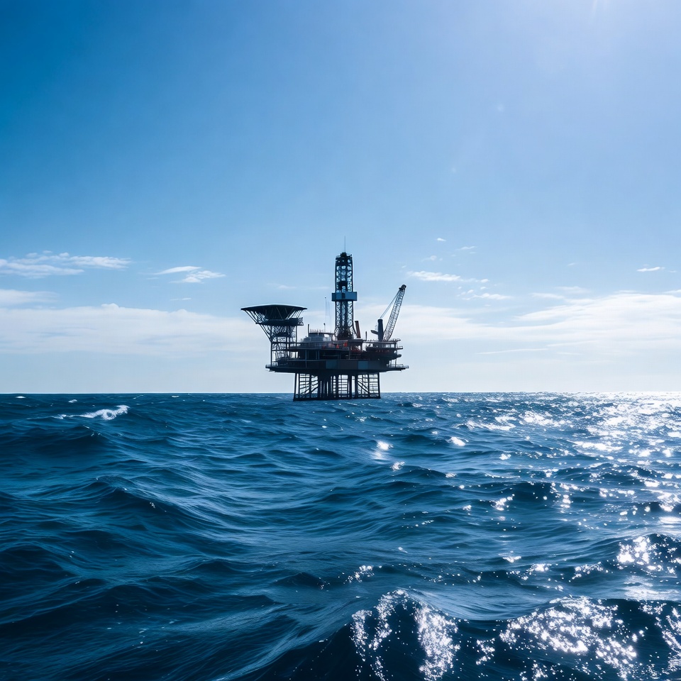 Offshore oil rig in ocean Offshore oil rig in ocean