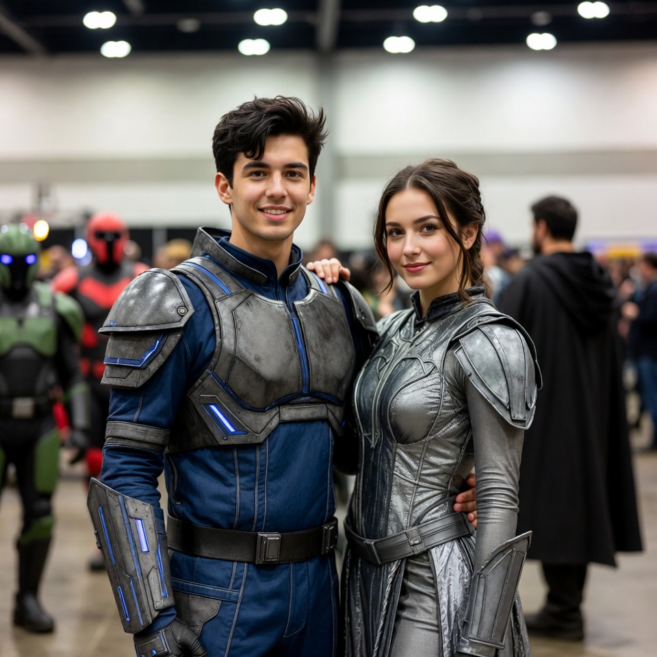 Cosplay Couple in Blue and Silver Armor Cosplay Couple in Blue and Silver Armor