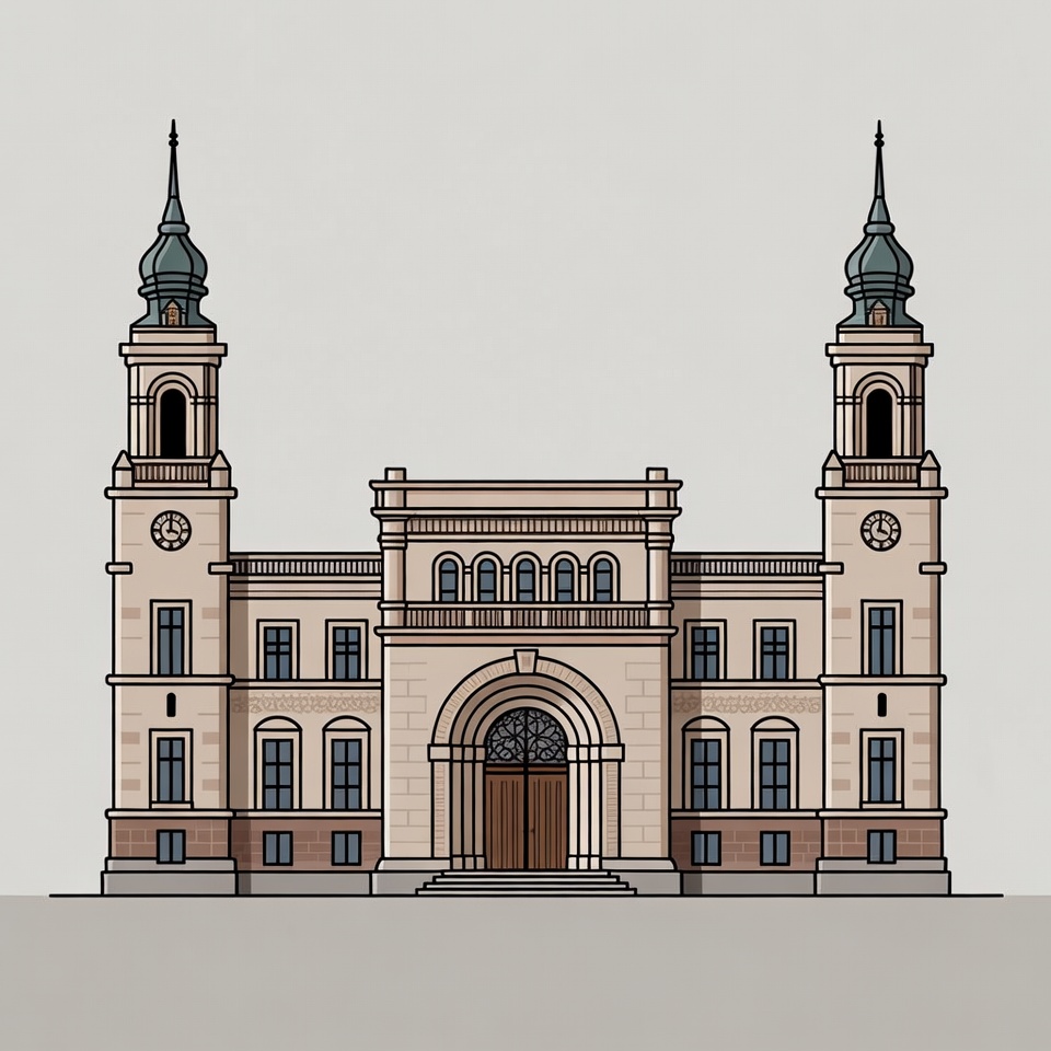 Historic Building with Twin Towers Historic Building with Twin Towers