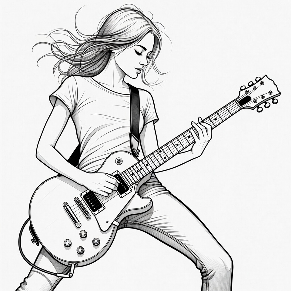 Woman playing electric guitar Woman playing electric guitar