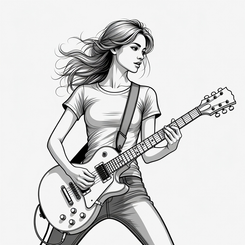 Woman playing electric guitar Woman playing electric guitar
