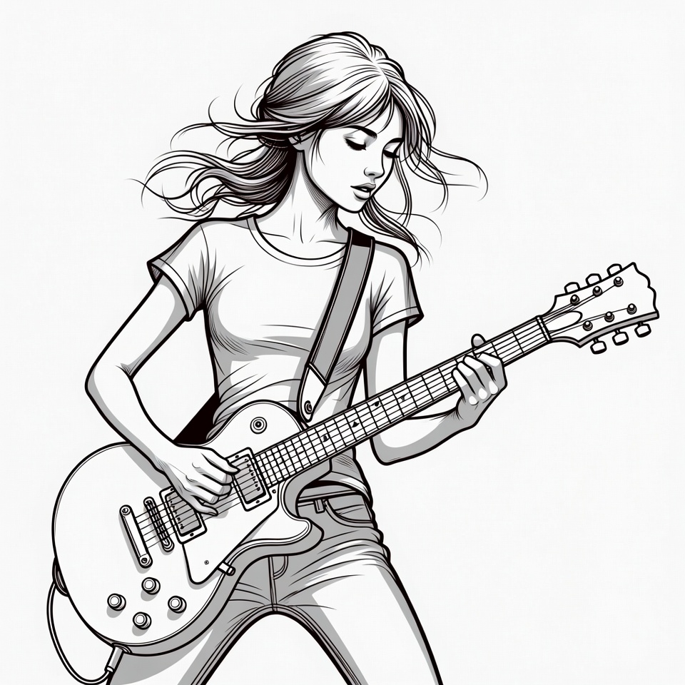 Woman playing electric guitar Woman playing electric guitar