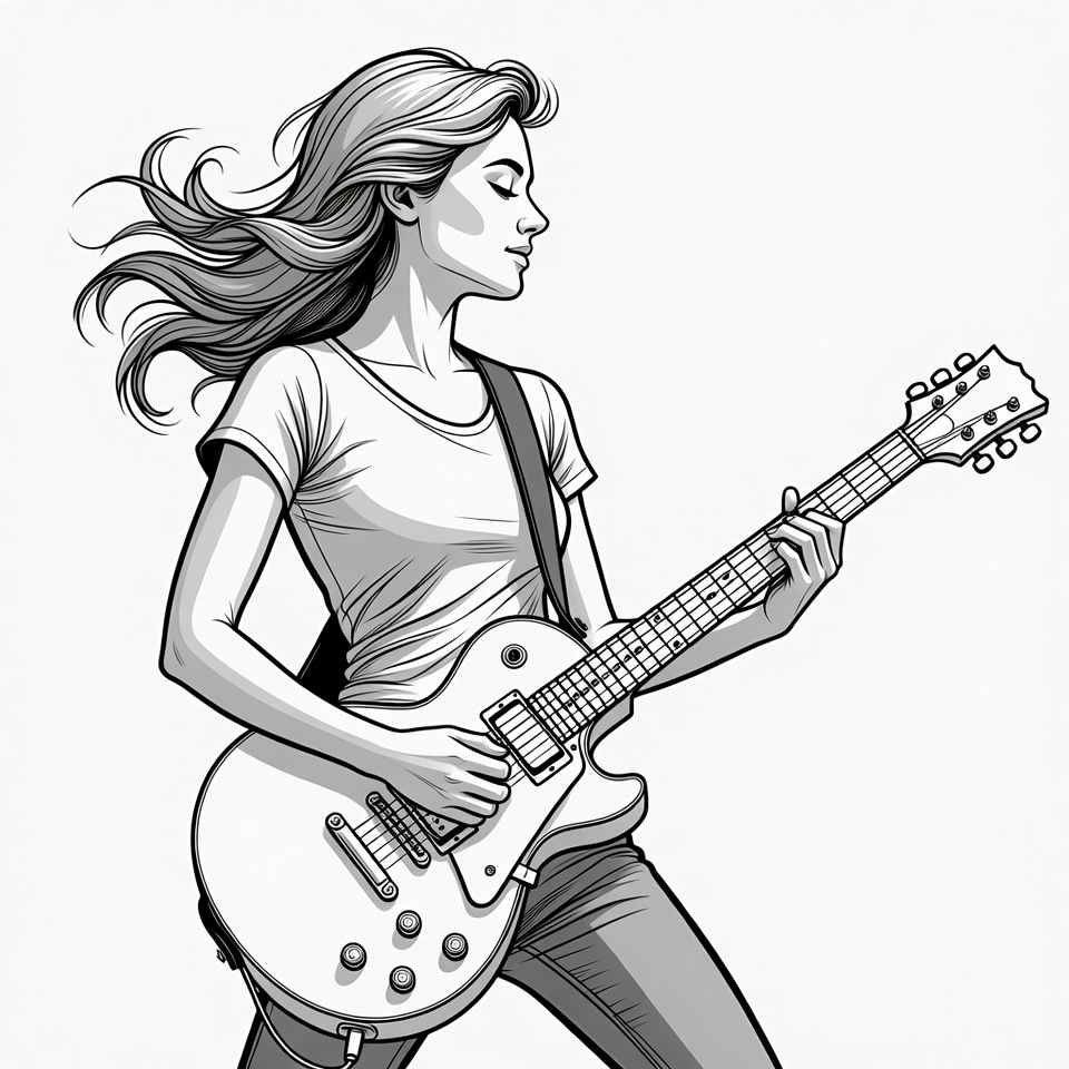 Woman playing electric guitar Woman playing electric guitar