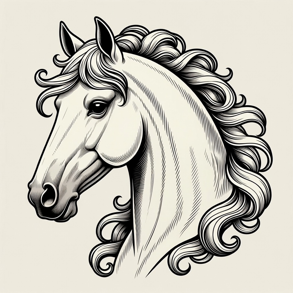 White Horse Head Illustration White Horse Head Illustration