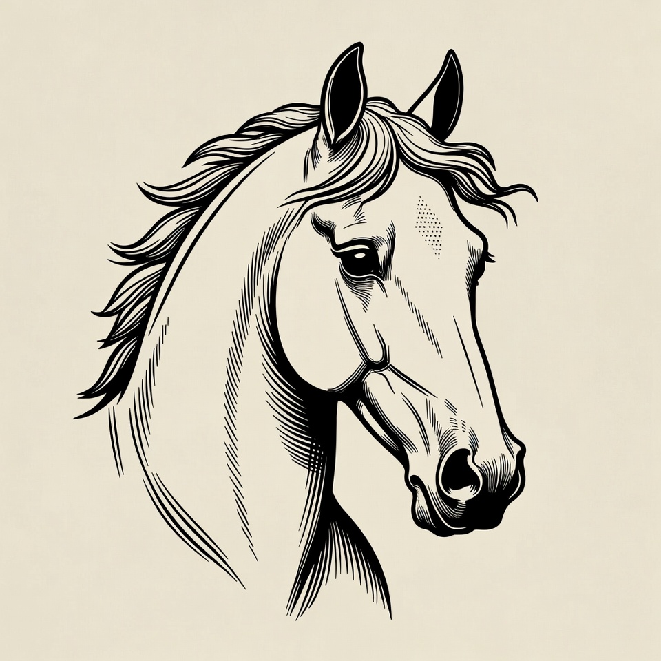 Horse head line art illustration Horse head line art illustration