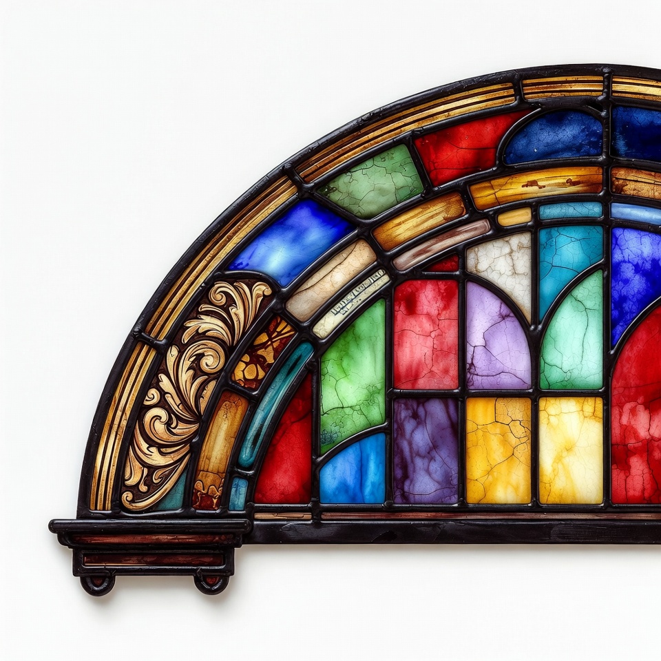Colorful Arched Stained Glass Window Colorful Arched Stained Glass Window