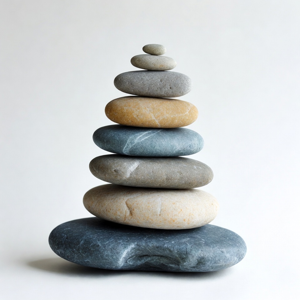 Stacked Pebbles on White Background Stacked Pebbles on White Background