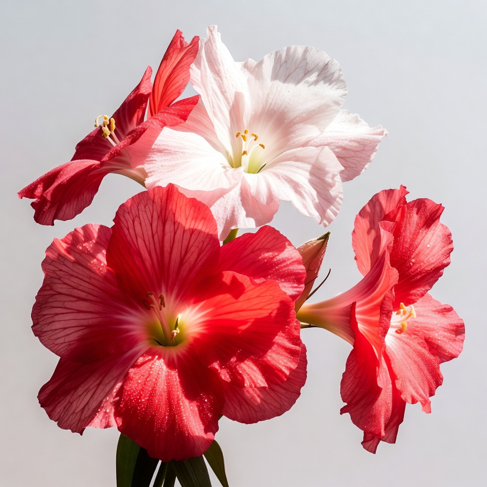 Red and White Amaryllis Flowers Bouquet Red and White Amaryllis Flowers Bouquet