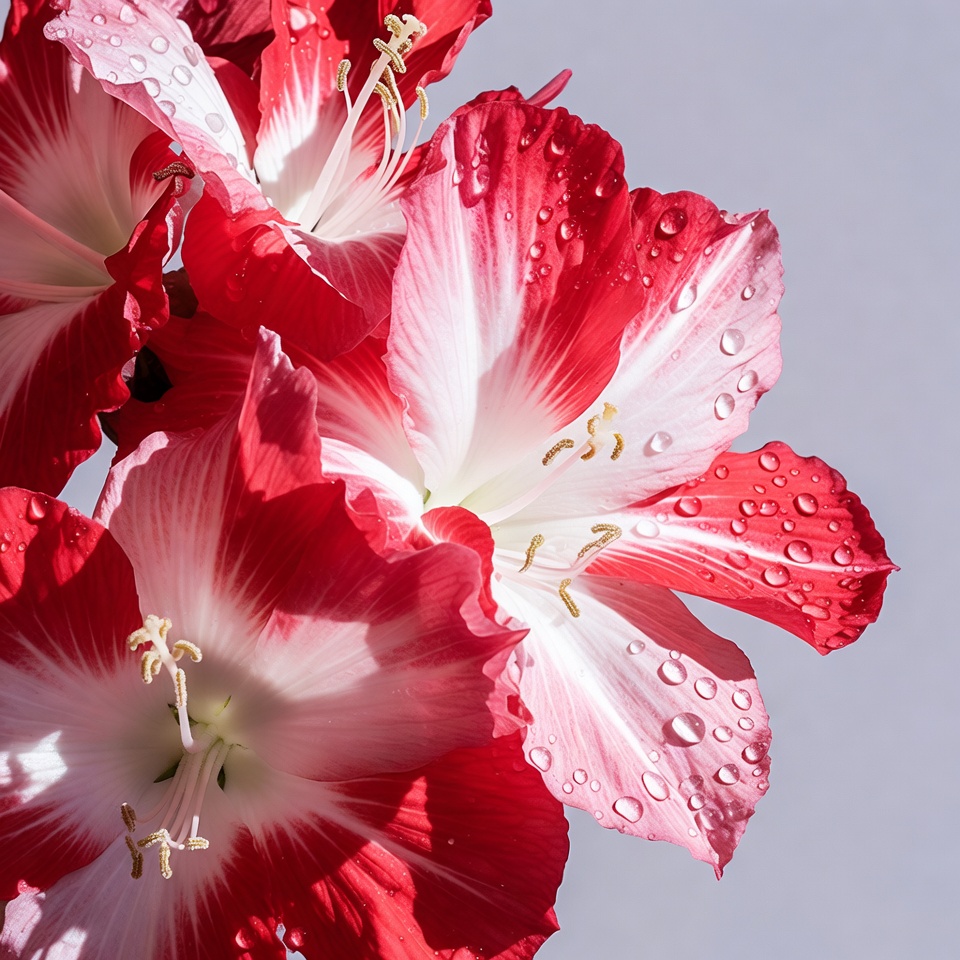 Amaryllis flowers with water droplets Amaryllis flowers with water droplets