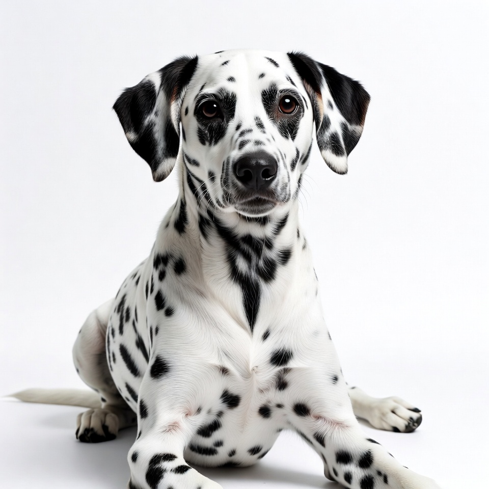 Dalmatian dog sitting on white background Dalmatian dog sitting on white background