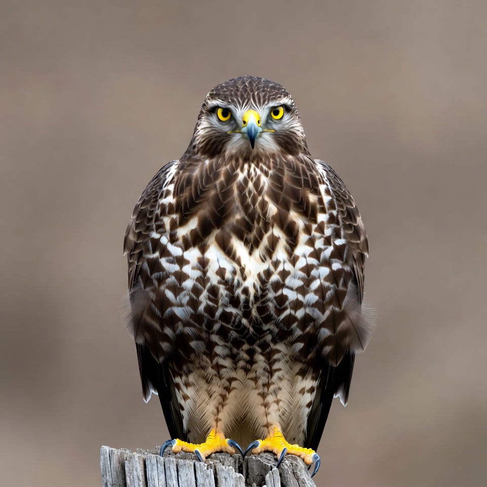Red-tailed Hawk Perched on Post Red-tailed Hawk Perched on Post