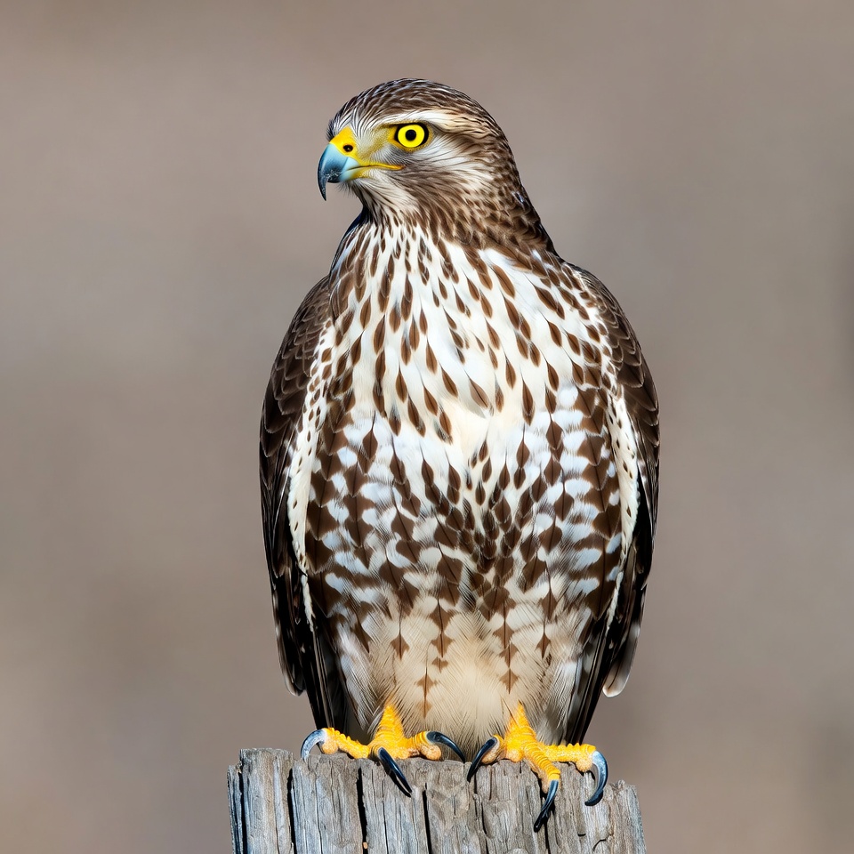 Red-tailed Hawk Perched on Post Red-tailed Hawk Perched on Post