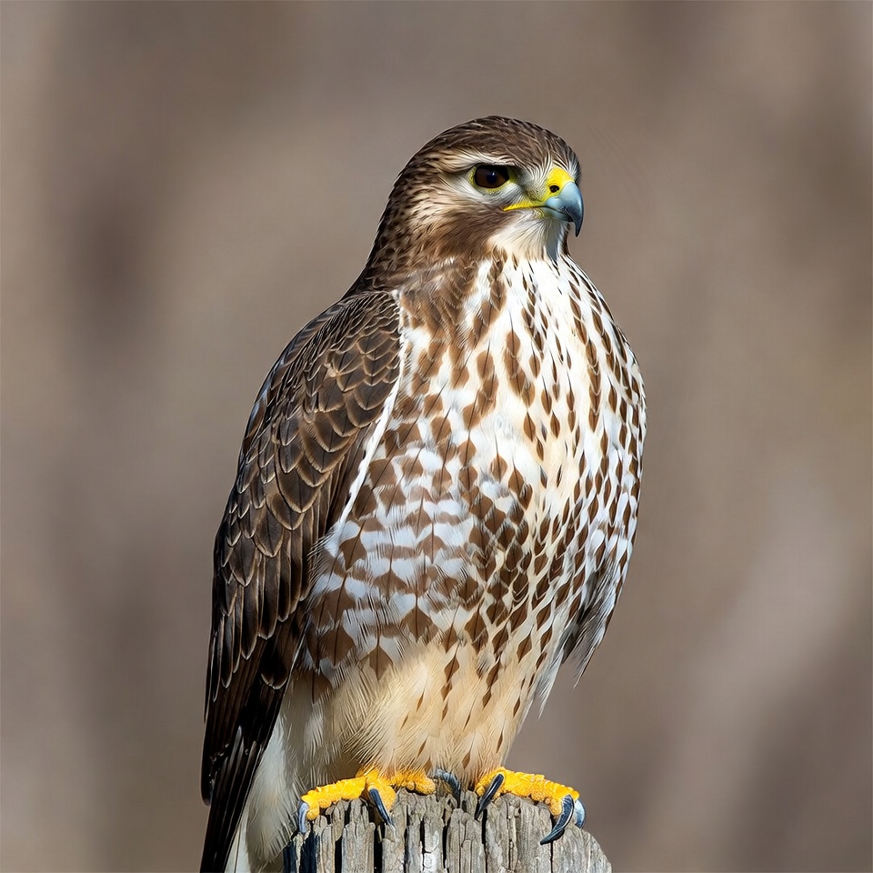 Red-tailed Hawk Perched on Post Red-tailed Hawk Perched on Post