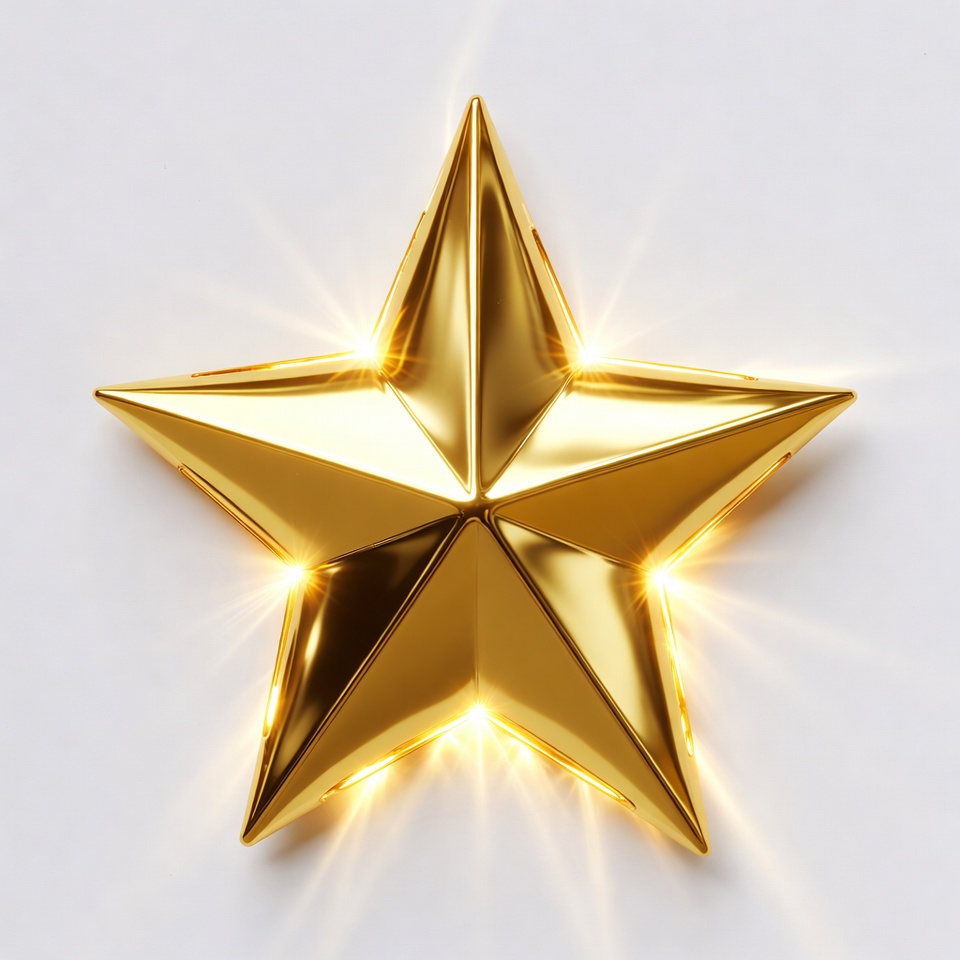 Shiny Golden Star on White Shiny Golden Star on White