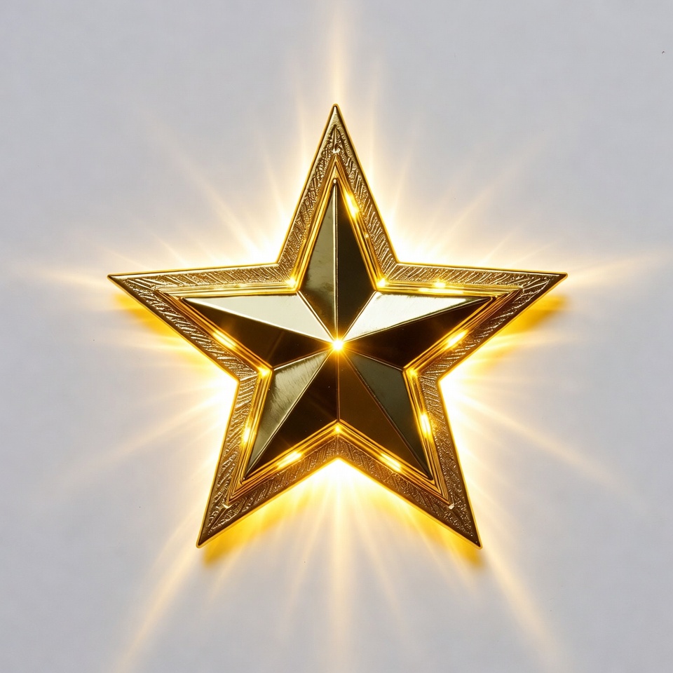 Shiny Golden Star on White Shiny Golden Star on White