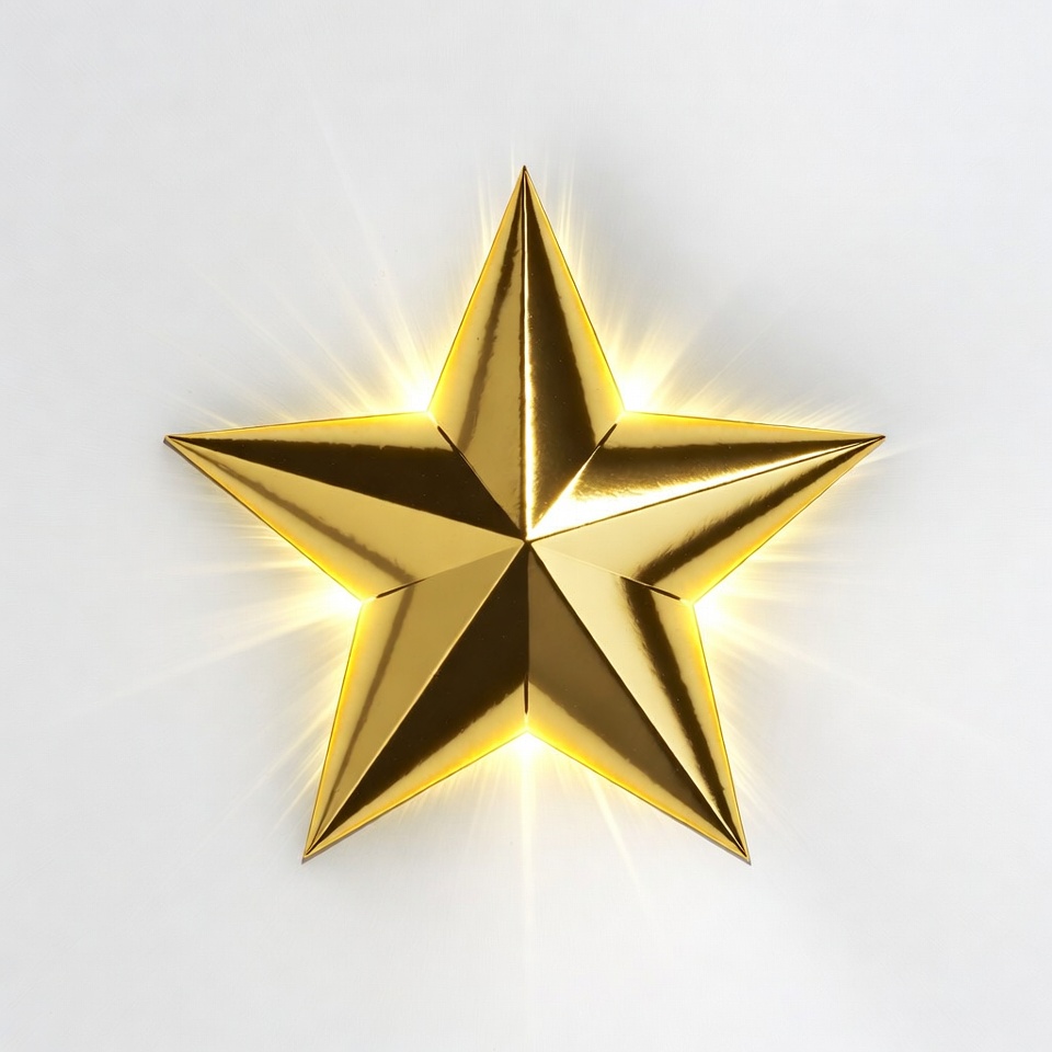 Shiny Golden Star on White Shiny Golden Star on White