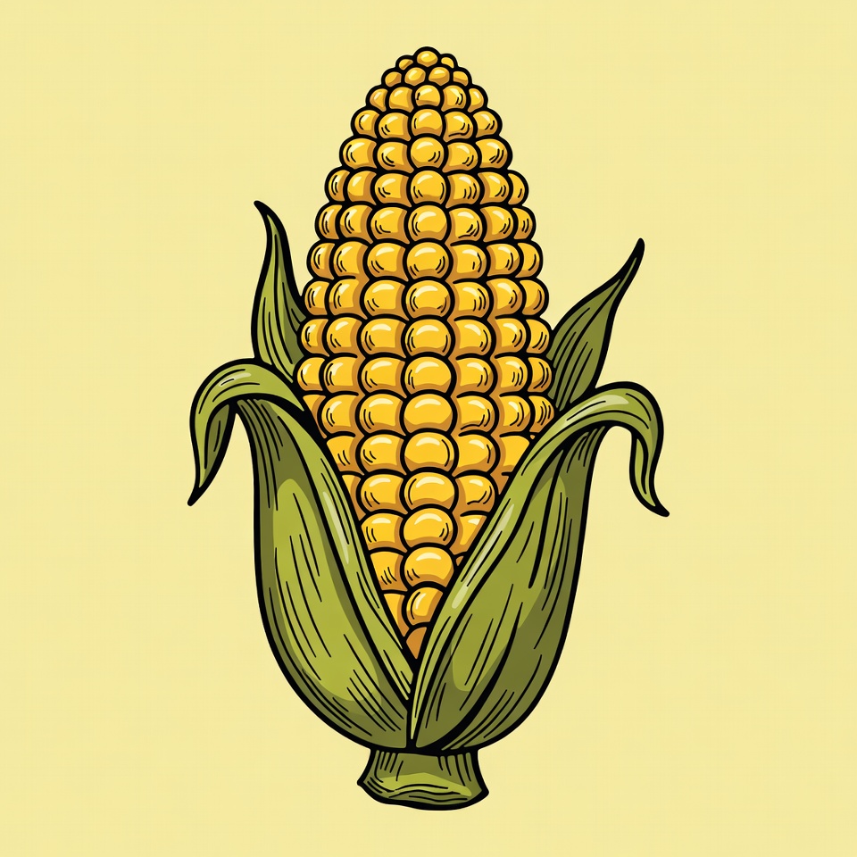 Yellow Corn Cob Illustration Yellow Corn Cob Illustration
