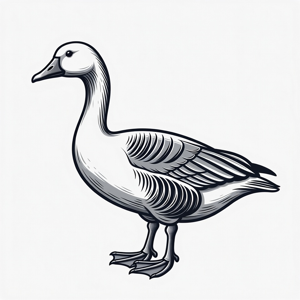 White Goose Illustration Standing White Goose Illustration Standing