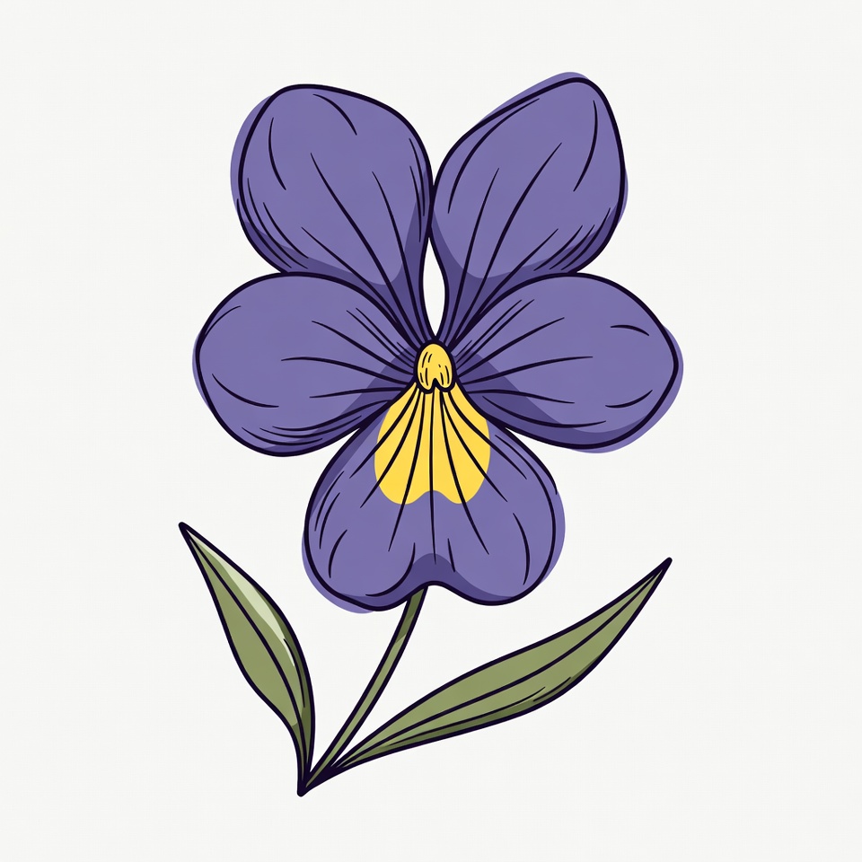 Purple Violet Flower Illustration Purple Violet Flower Illustration